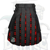 Black Denim Wallace Tartan Hybrid Kilt – Premium Scottish Utility Wear